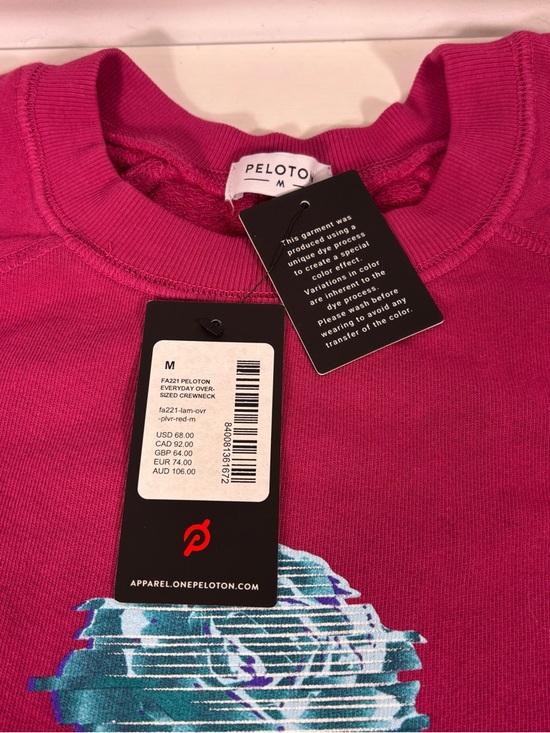 NWT Peloton Magenta Pullover Sweatshirt with Teal Leaf Graphic Size Medium - Picture 6 of 8